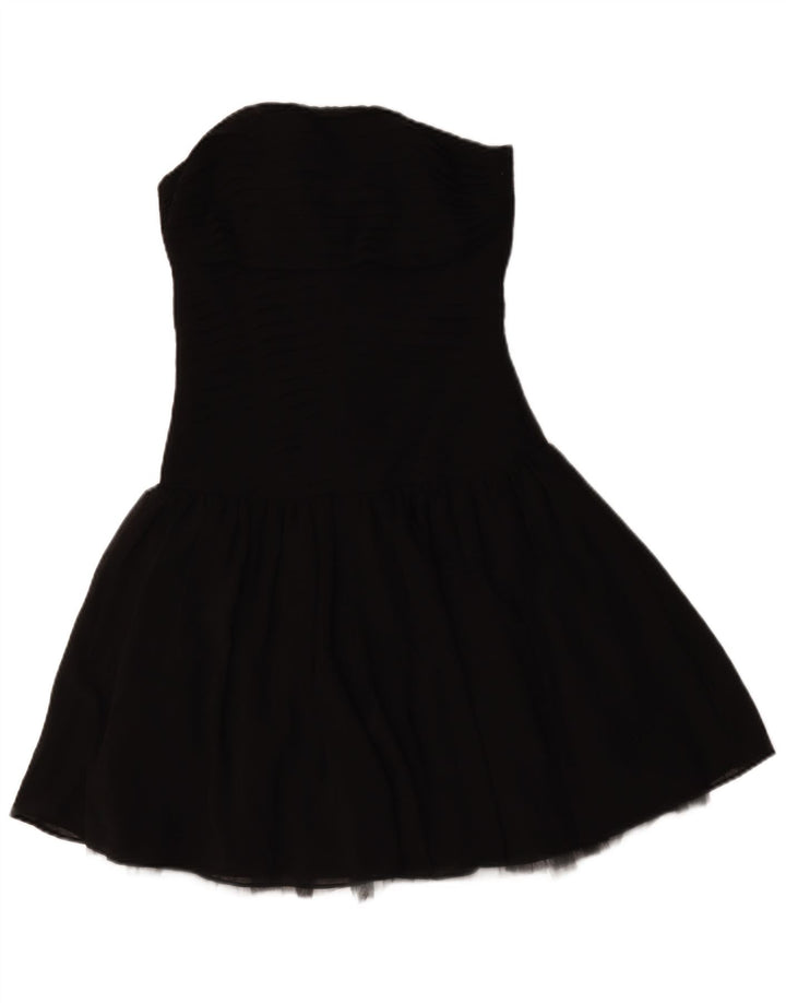 Zara Damen Trägerloses Kleid UK 8 Small Schwarz Polyester