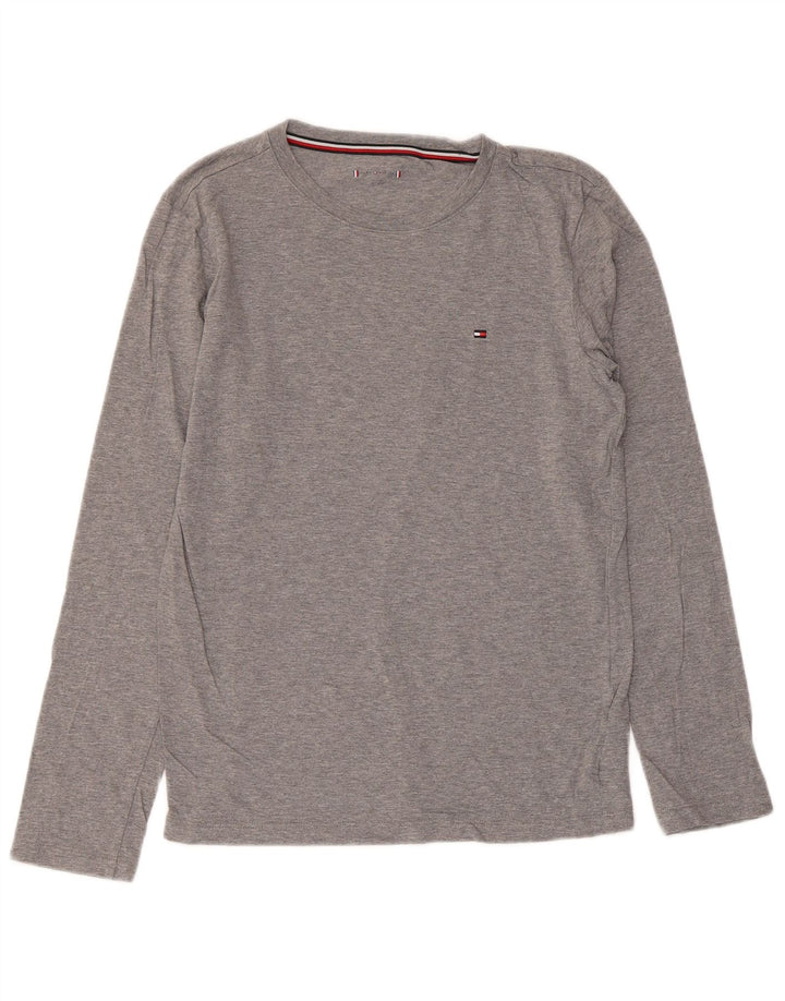 Tommy Hilfiger Jungen-Top, langärmelig, 12–13 Jahre, graue Baumwolle