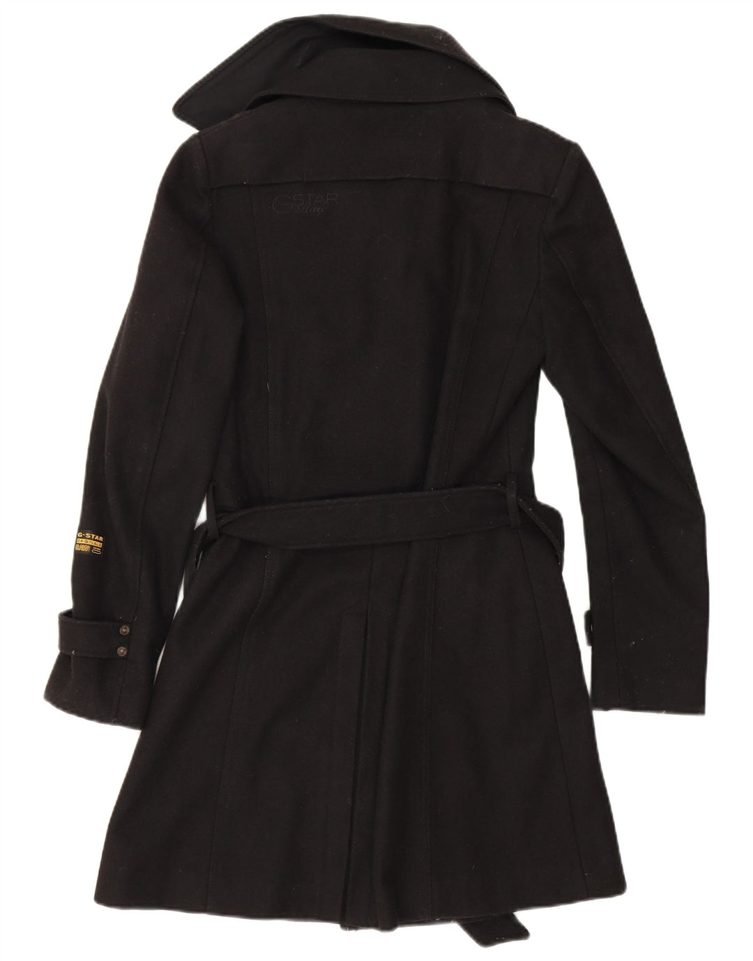 G-Star Damen Zweireihiger Mantel UK 10 Small Schwarze Wolle