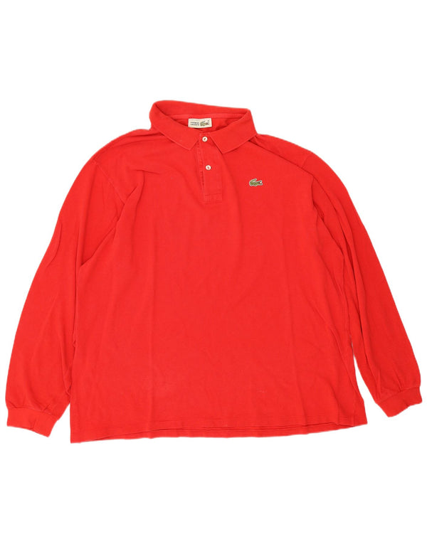 Lacoste Herren-Langarm-Poloshirt, Größe 7 2XL, rote Baumwolle