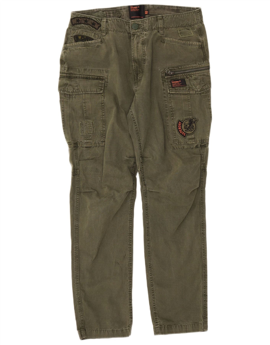 SUPERDRY Herren Slim Cargohose W33 L30 Khaki Baumwolle