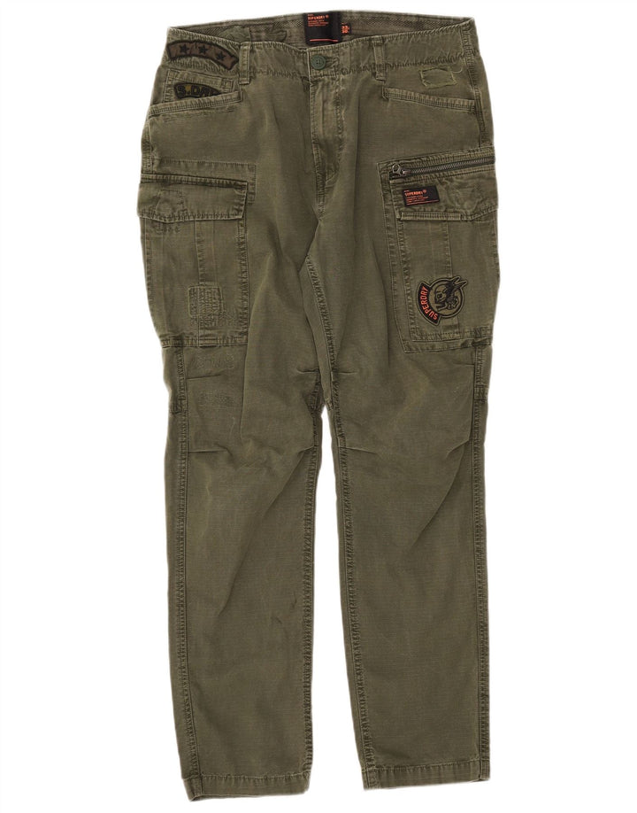 SUPERDRY Herren Slim Cargohose W33 L30 Khaki Baumwolle