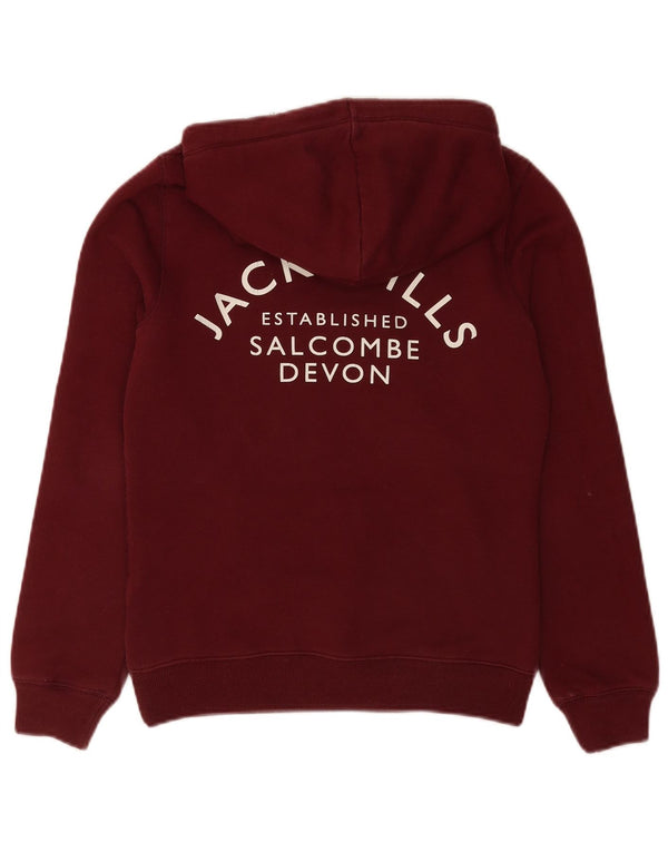 Jack Wills Damen-Kapuzenpullover mit Grafik, Gr. 8, Burgunderrot, Baumwolle