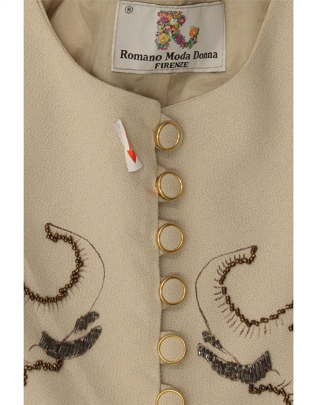Vintage Damen Blazer mit Grafik, IT 42, Mittelbeige, Tierdruck