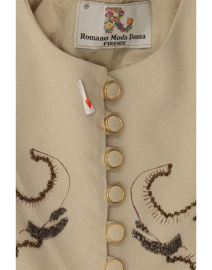 Vintage Damen Blazer mit Grafik, IT 42, Mittelbeige, Tierdruck