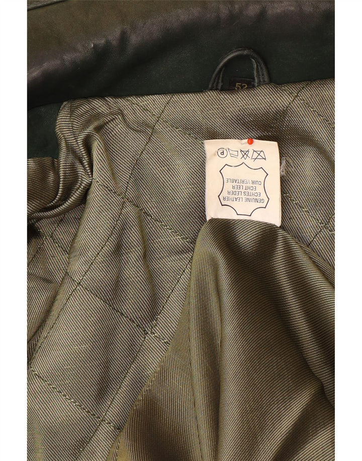 Vintage Herren Lederjacke EU 52 XL Grünes geometrisches Leder