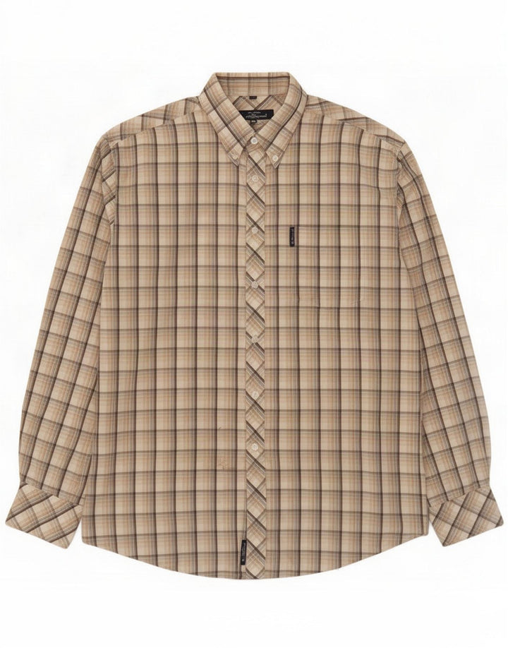 Ben Sherman Herrenhemd, groß, beige kariert, Baumwolle