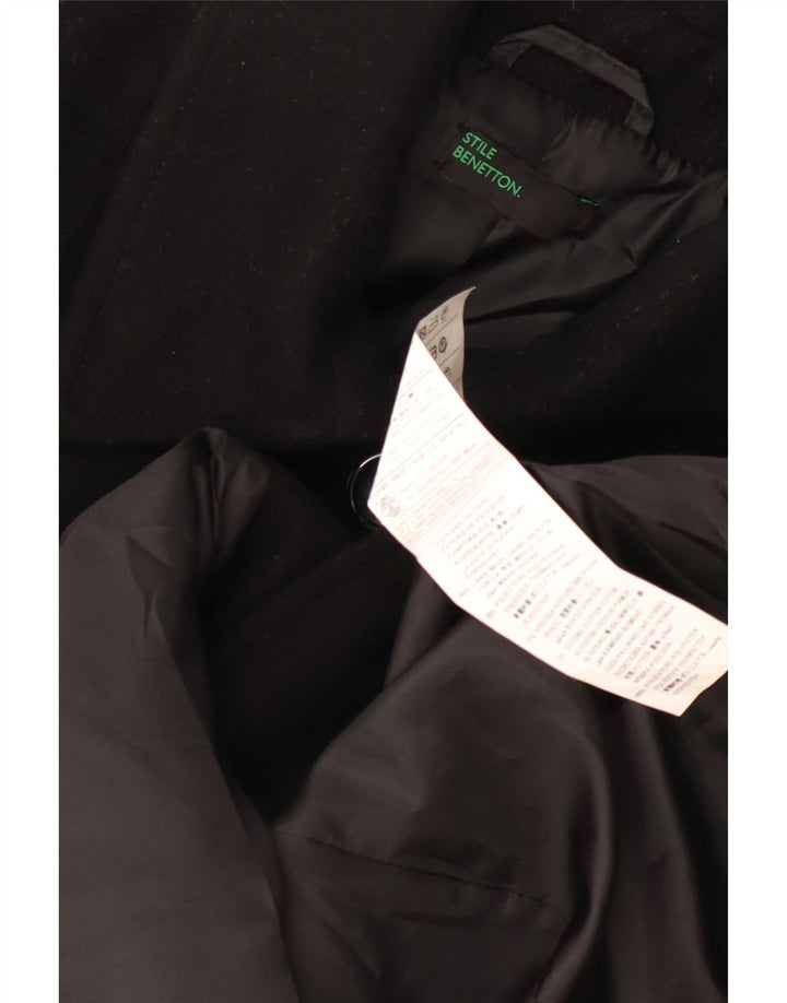 Benetton Damenmantel UK 6 XS Schwarze Wolle