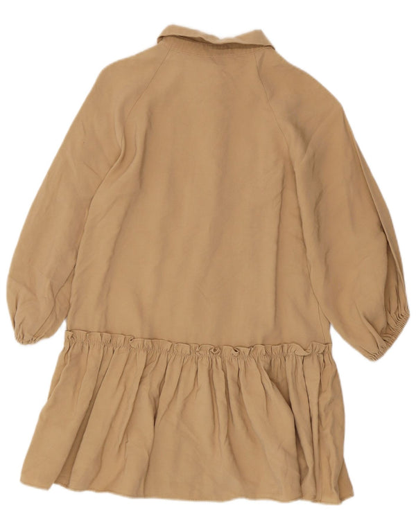 Zara Mädchenkleid mit Rüschen und tiefer Taille, 9–10 Jahre, beige Viskose