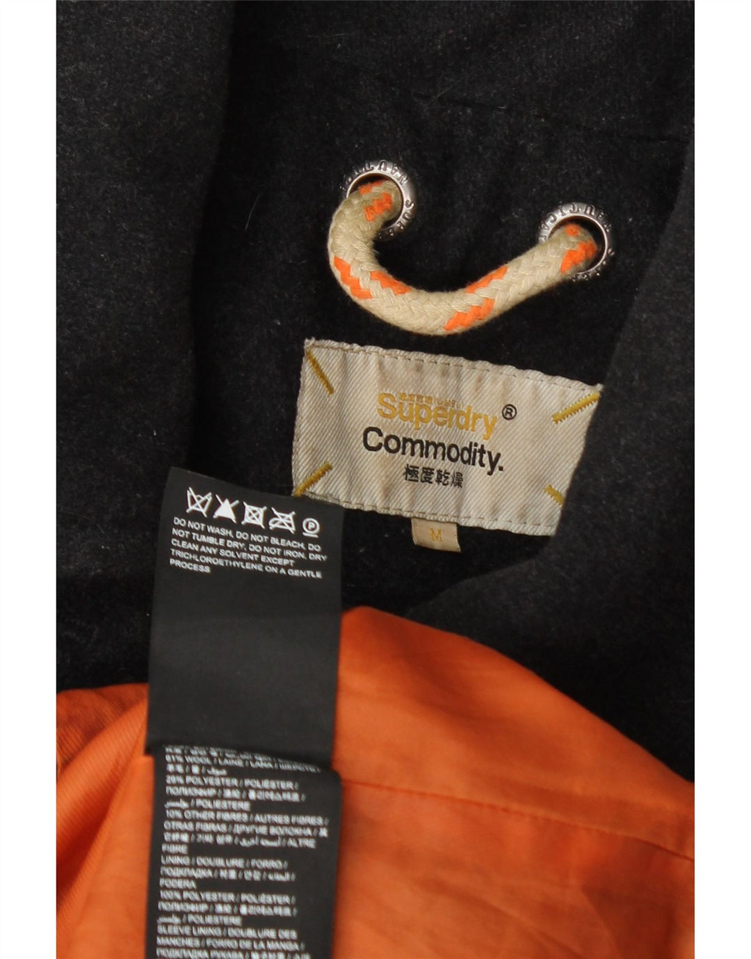 Superdry Commodity Pea Coat für Herren, UK 38, mittelgraue Wolle