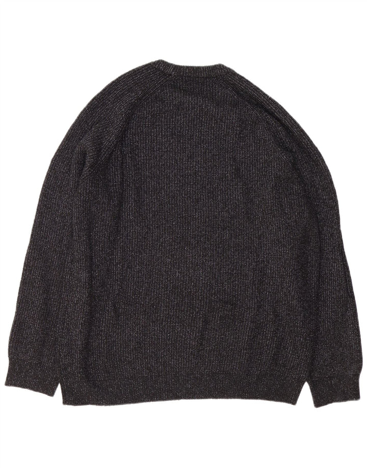 Marks & Spencer Herren-Pullover mit Rundhalsausschnitt, 2XL, schwarz geflecktes Polyamid