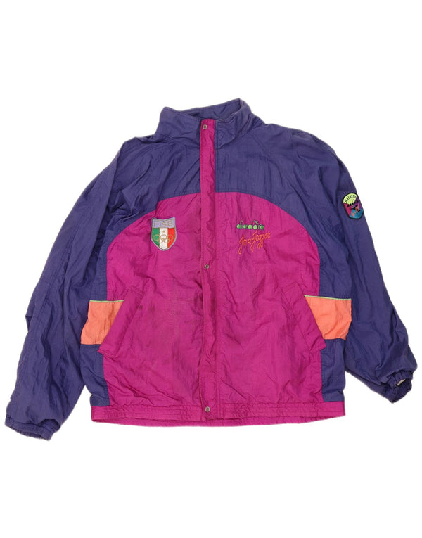 DIADORA Herren Italia Loose Fit Trainingsanzug Top Jacke XL Rosa Farbblock