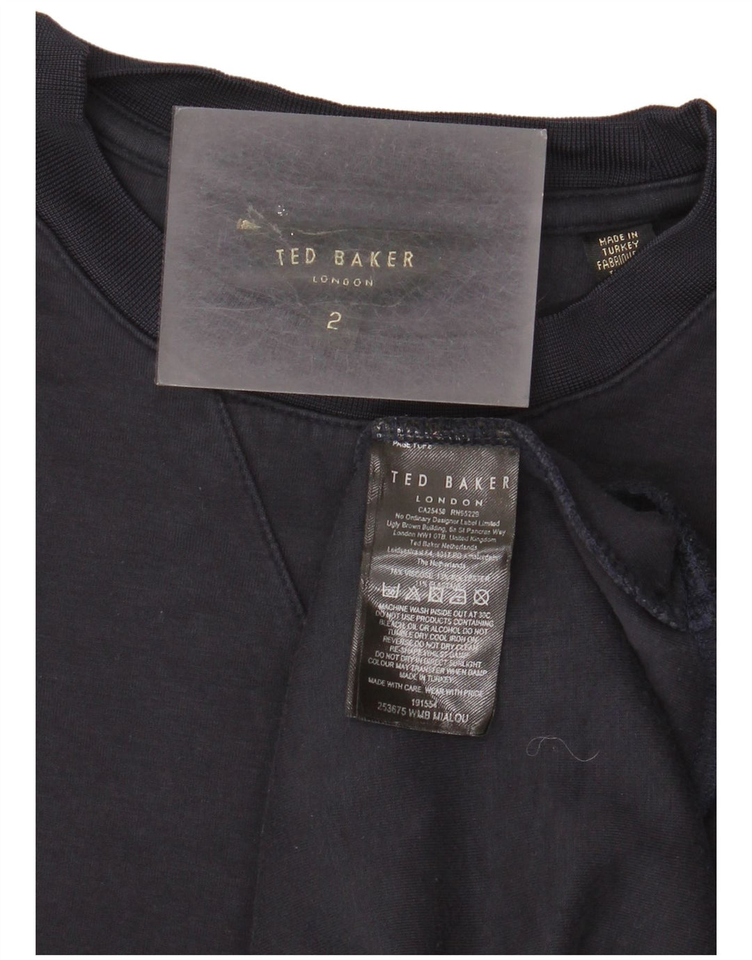 Ted Baker Herren-Sweatshirt-Pullover, Größe 2, klein, marineblaue Viskose