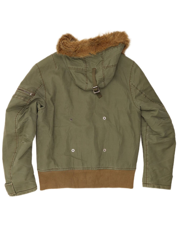 G-Star Herren-Bomberjacke mit Kapuze, UK 40, große Khaki-Baumwolle