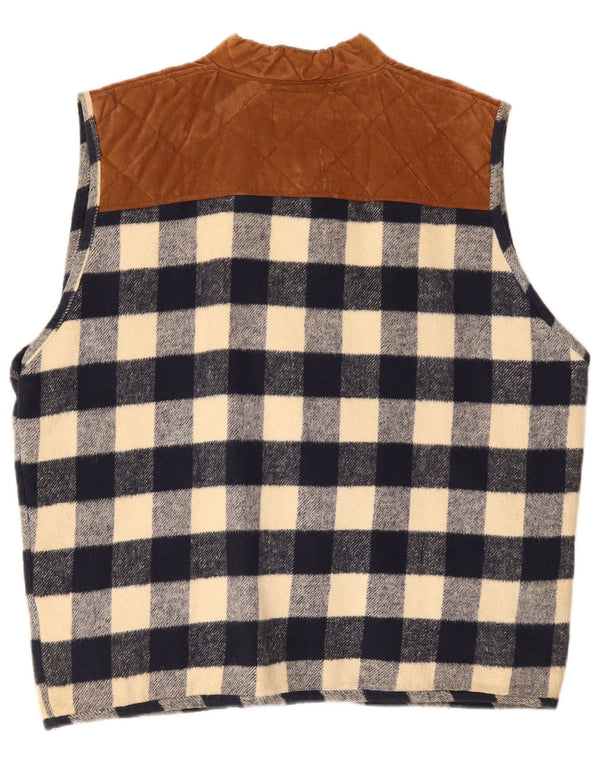 Vintage Herren Duffle Gilet UK 40 Große marineblau karierte Baumwolle