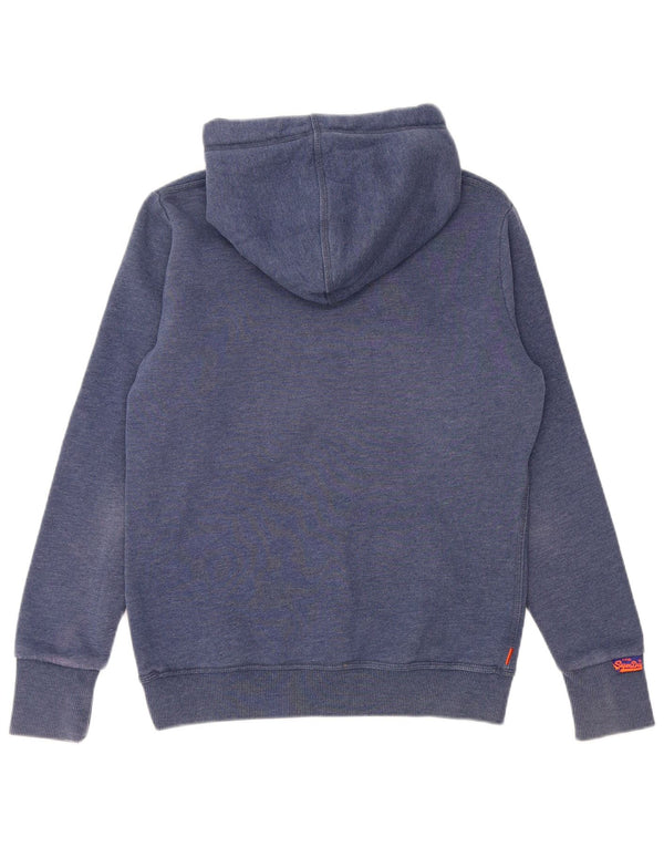 SUPERDRY Damen-Kapuzenpullover mit Grafik, UK 14, mittelmarineblaue Baumwolle