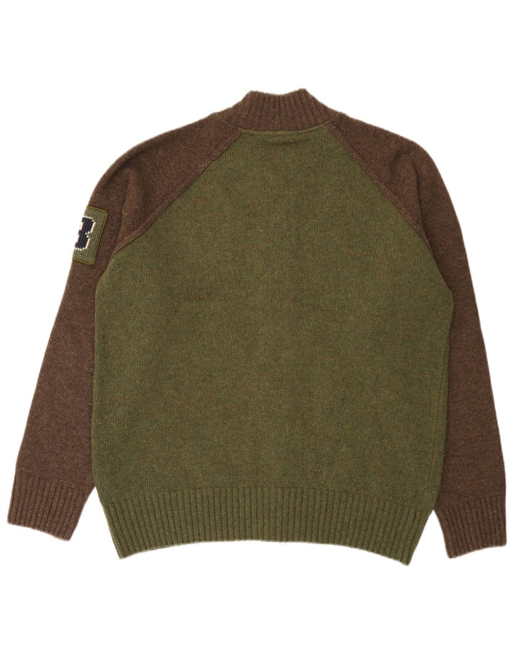 Woolrich Herren-Cardigan mit Grafik, groß, grüne Colourblock-Wolle