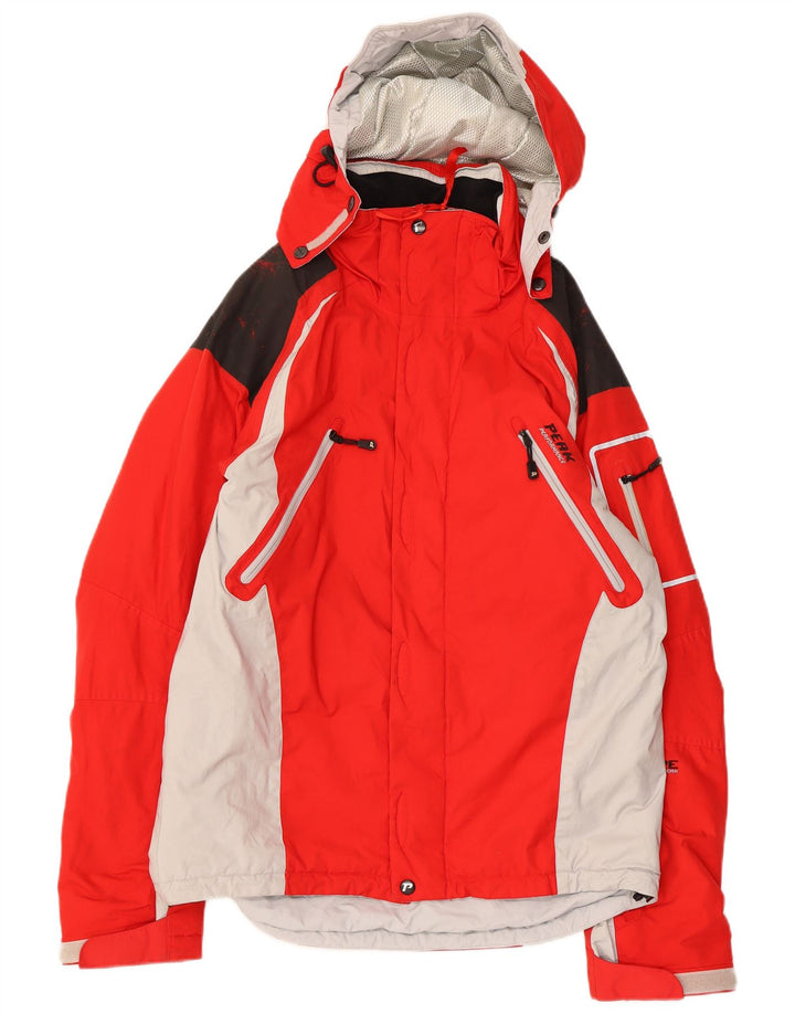 Peak Performance Herren-Skijacke mit Kapuze, UK 38, Mittelrot, Farbblock