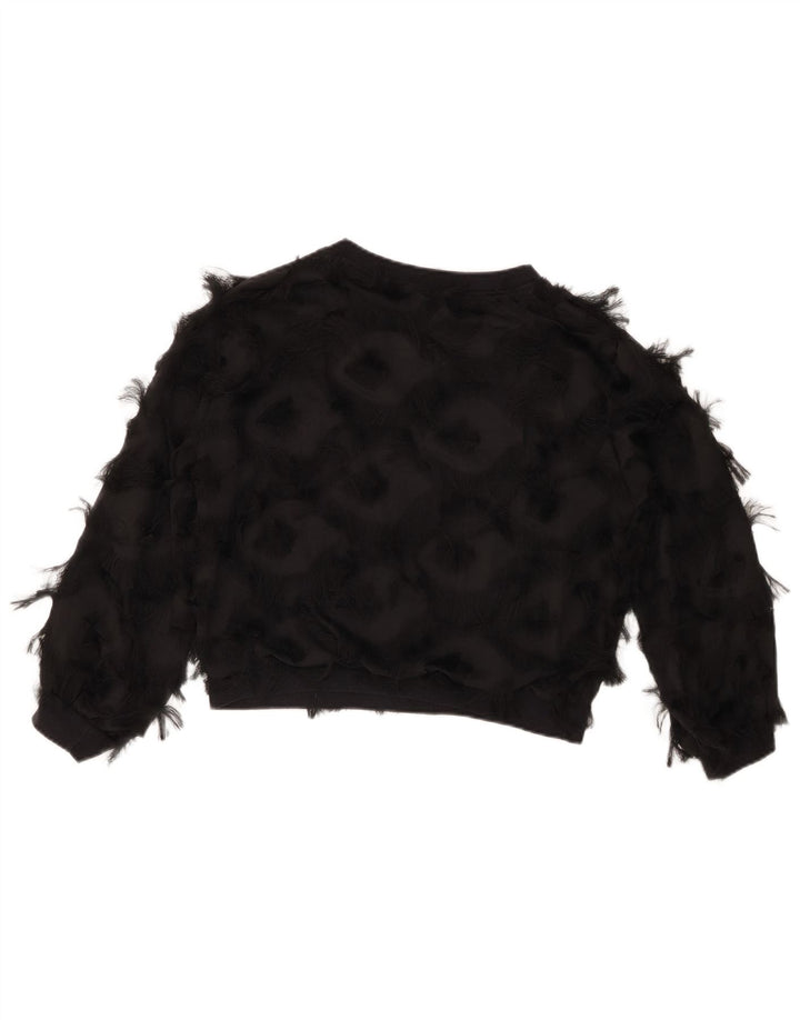 Übergroßer Crop-Sweatshirt-Pullover für Damen der neuen Kollektion, UK 6, XS, Schwarz