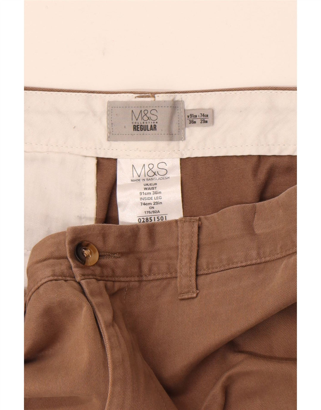 Marks & Spencer Herren-Chinohose mit normaler Passform, B36 L29, braune Baumwolle