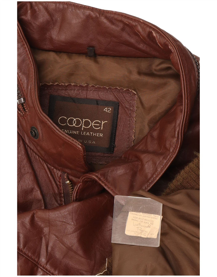 Cooper Herren-Lederjacke mit Kapuze, UK 42, XL, braunes Leder