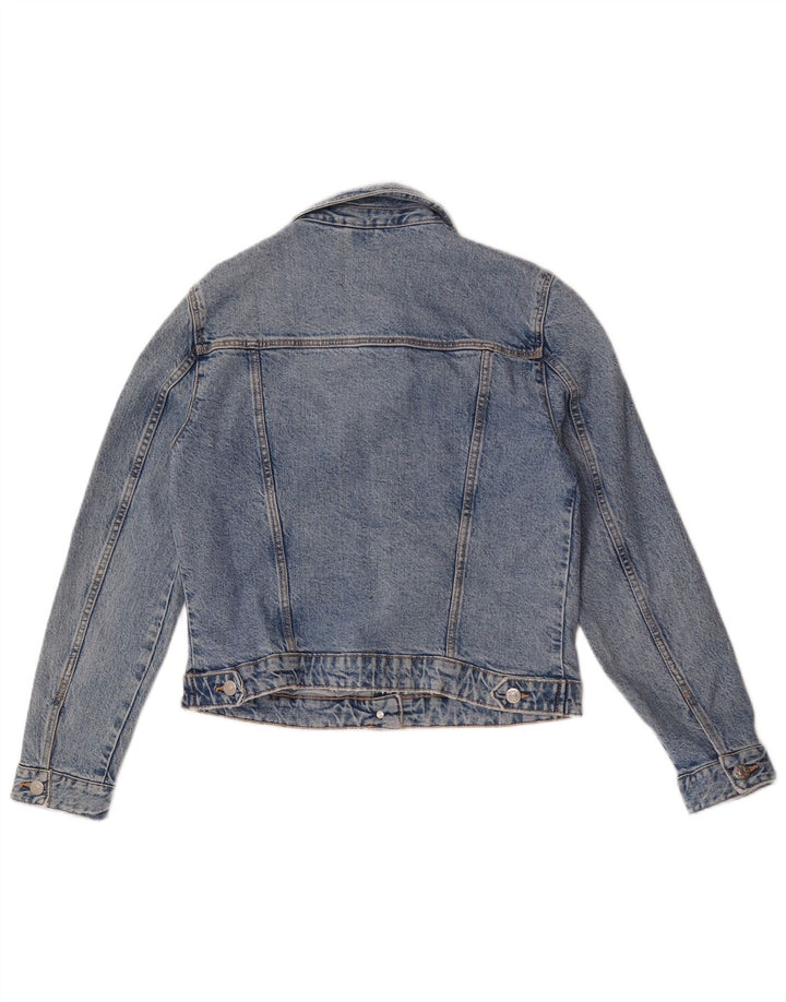 Zara Damen Jeansjacke UK 14 Große blaue Baumwolle