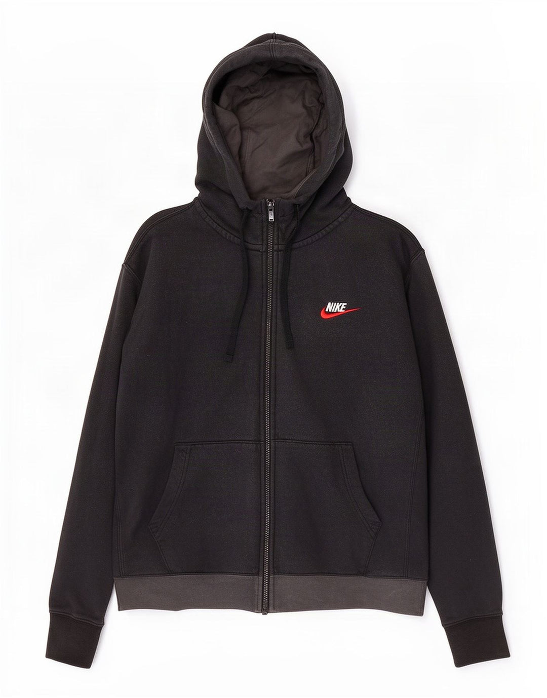 Nike Herren-Kapuzenpullover mit Reißverschluss, Mittelschwarz, Colourblock-Baumwolle