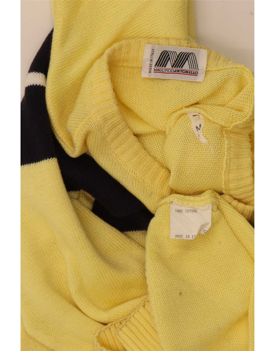 Vintage Herren-Pullover mit Knopfkragen, Mittelgelb, Baumwollblock
