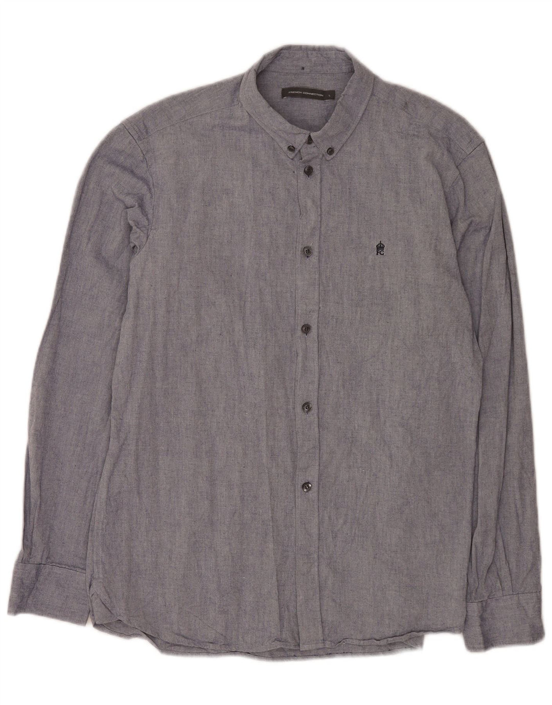 French Connection Herren-Hemd, groß, aus blauer Baumwolle