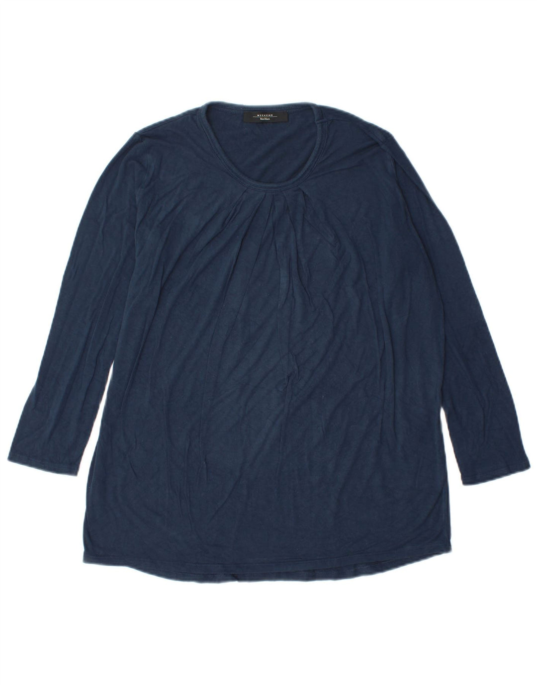 Max Mara Damen Weekend Top Langarm UK 14 Medium Marineblau Viskose