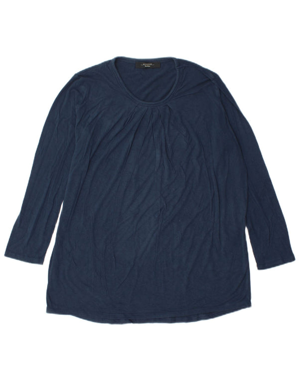 Max Mara Damen Weekend Top Langarm UK 14 Medium Marineblau Viskose
