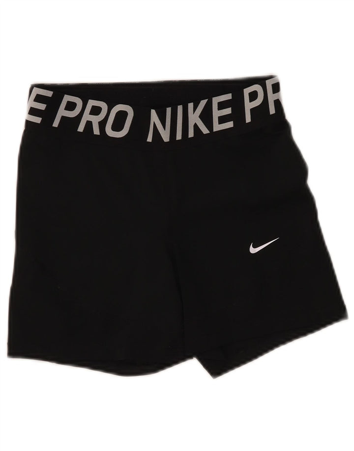 Nike Damen Dri Fit Graphic Sport Shorts UK 12 Medium Schwarz Polyester
