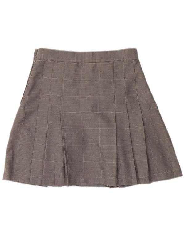 Vintage Damen Plissee Minirock IT 42 Medium W28 Grau karierte Wolle