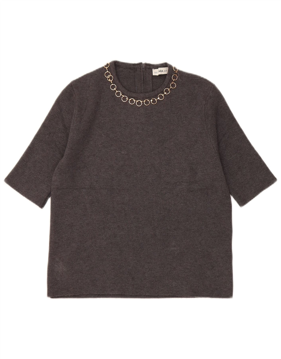 Zara Damen Crop Bluse Top UK 10 Small Graue Viskose