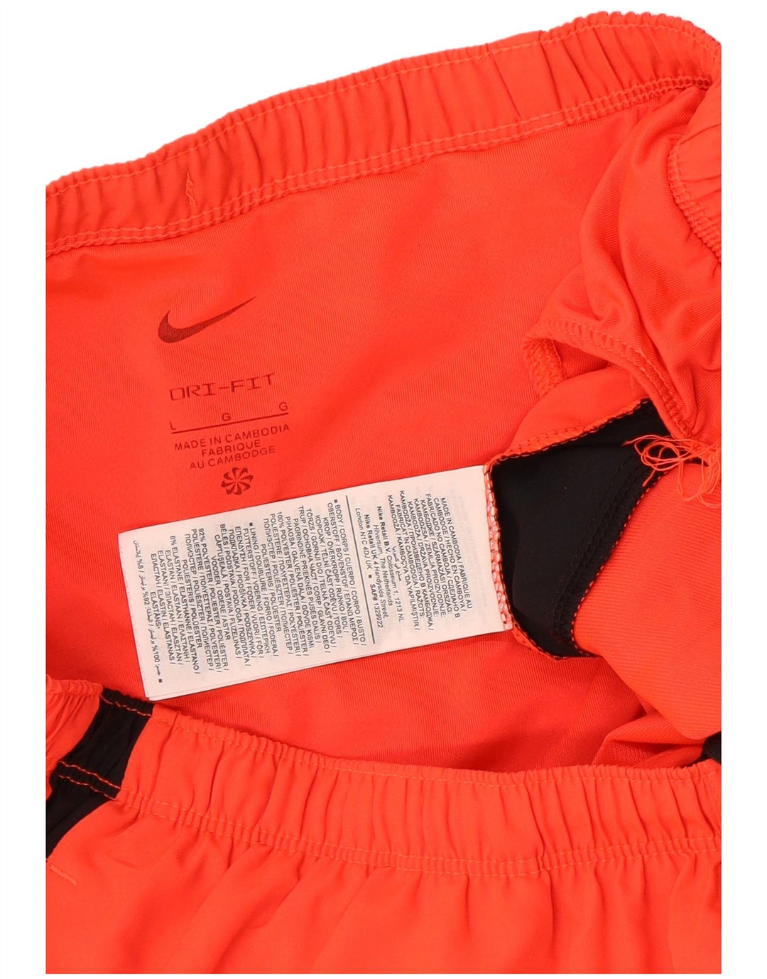 Nike Herren Dri Fit Sportshorts, großes orangefarbenes Farbblock-Polyester