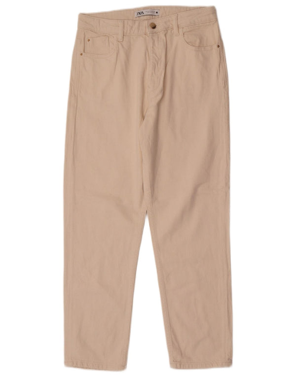 Zara Damen-Freizeithose mit hoher Taille, EU 40, Mittel W30 L27, gebrochenes Weiß