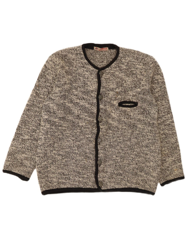 Vintage Damen Cardigan Pullover UK 16 Groß Grau meliert