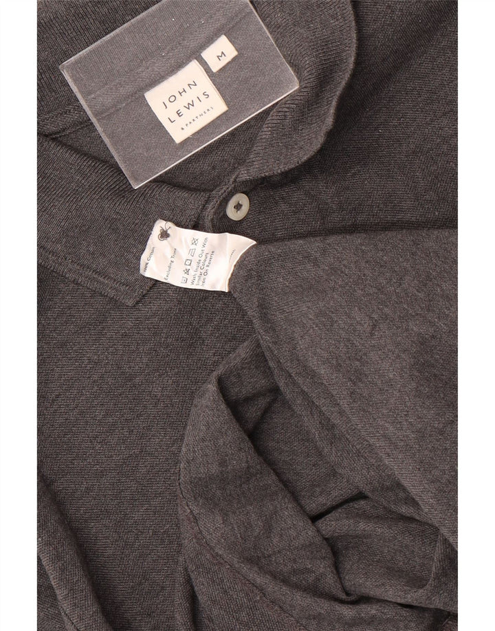 John Lewis Herren-Langarm-Poloshirt aus mittelgrauer Baumwolle