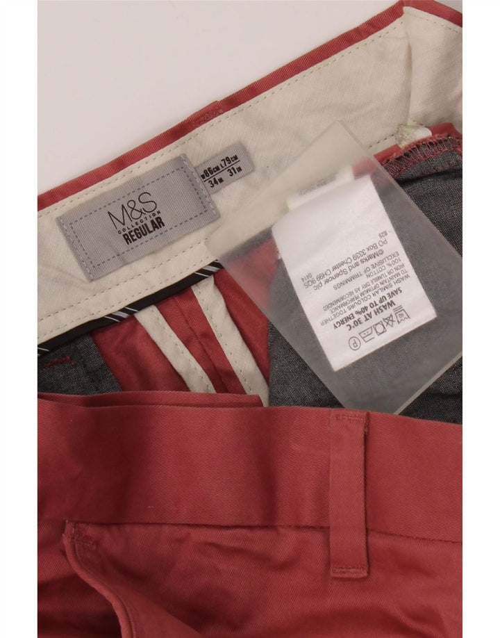 Marks & Spencer Herren-Chinohose mit normaler Passform, W34 L31, rote Baumwolle