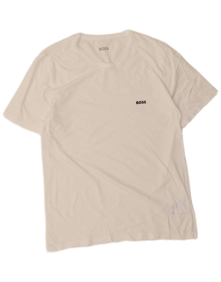 Hugo Boss Herren T-Shirt Top Große weiße Baumwolle