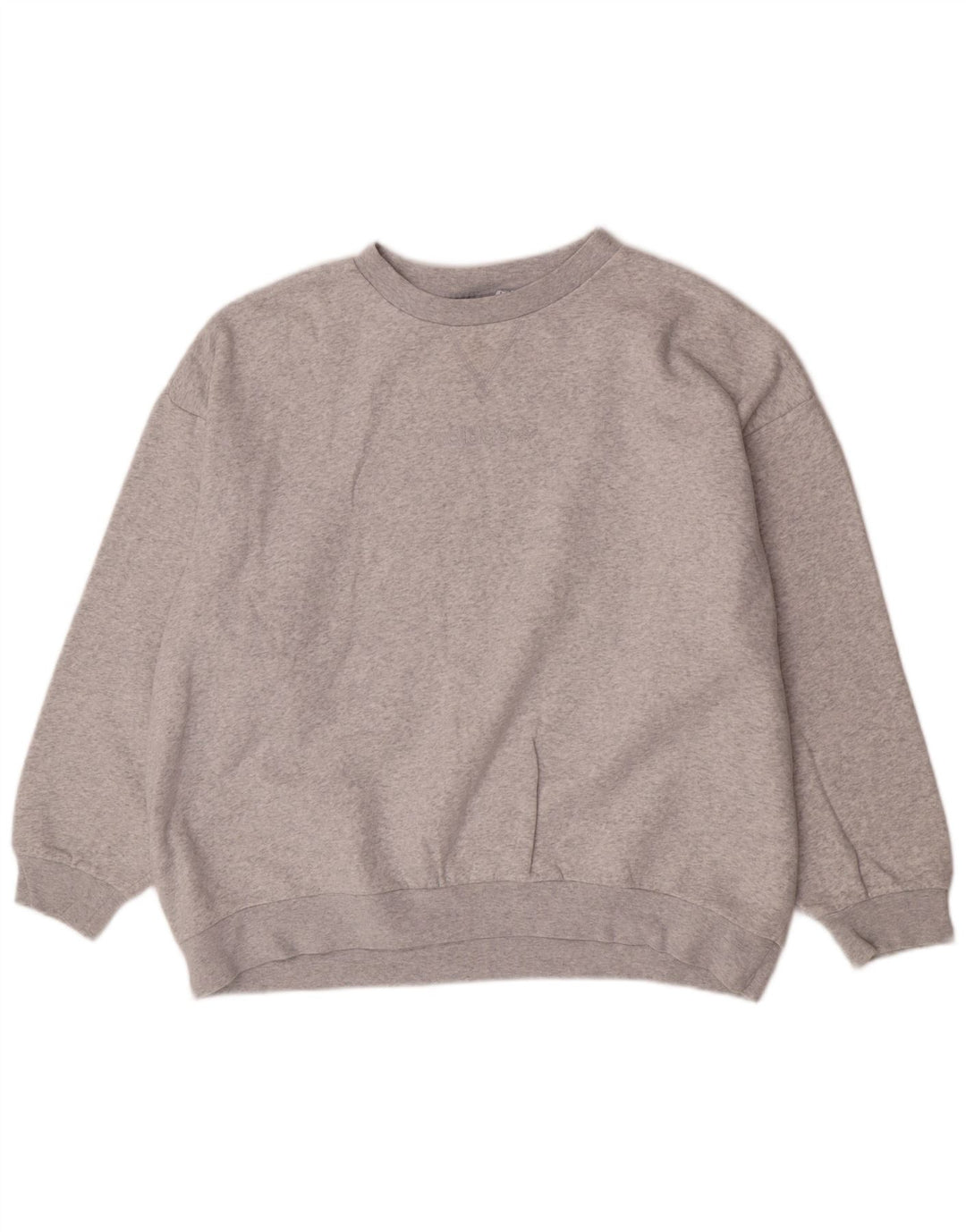 Adidas übergroßer Damen-Sweatshirt-Pullover, UK 14, große graue Baumwolle