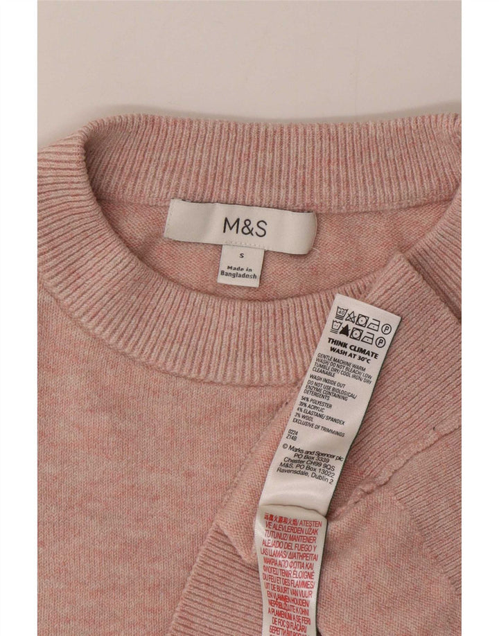 Marks & Spencer Damen-Pullover mit Rundhalsausschnitt, Gr. 10, Größe S, Rosa, Polyester
