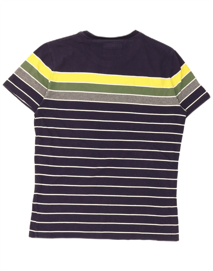 Superdry Herren-T-Shirt-Oberteil aus mittlerer marineblauer Colourblock-Baumwolle