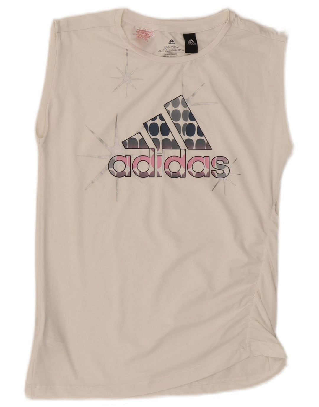 Adidas Mädchen Grafik-Trägershirt, 13–14 Jahre, aus weißem Polyester