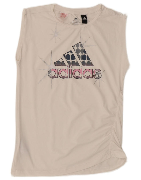 Adidas Mädchen Grafik-Trägershirt, 13–14 Jahre, aus weißem Polyester