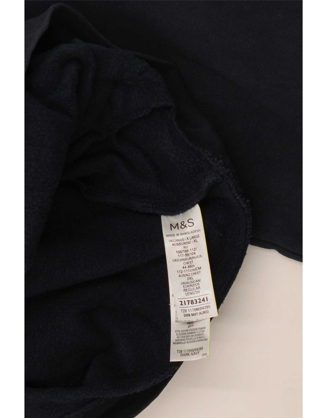 Marks & Spencer Herren-Sweatshirt mit Reißverschluss am Hals, XL, Marineblau, Baumwolle