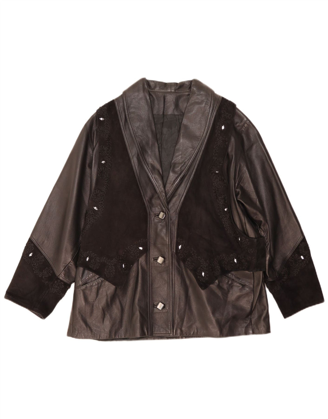 Lavorazione Artigiana Damen Lederjacke IT 42 Mittelschwarzes Leder