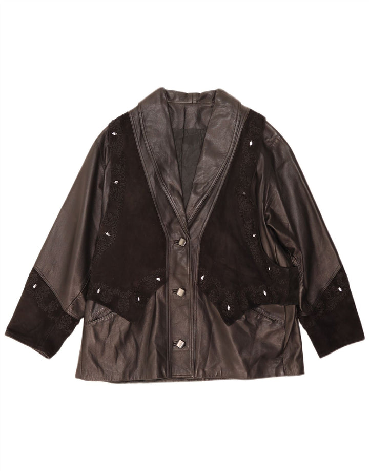Lavorazione Artigiana Damen Lederjacke IT 42 Mittelschwarzes Leder