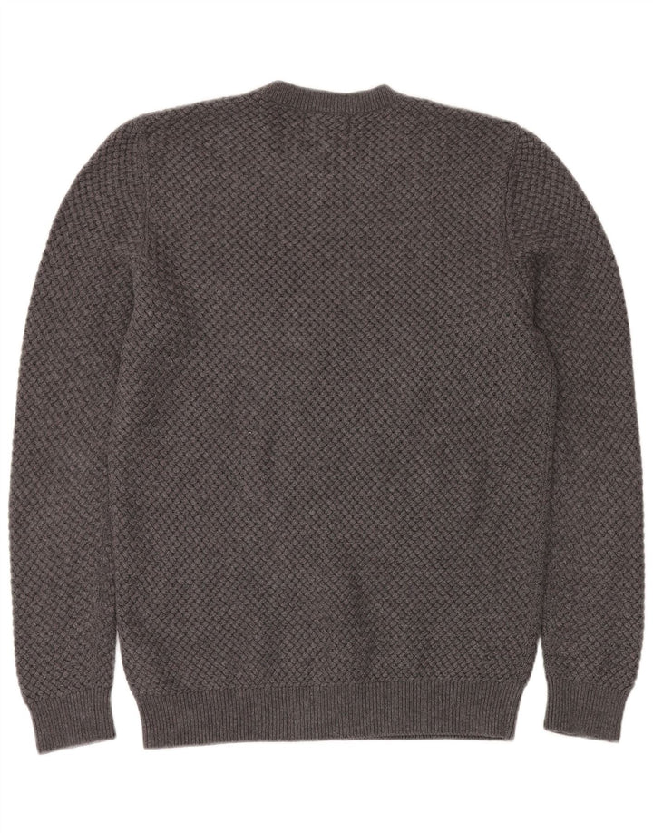 FARHI Herren-Pullover mit Rundhalsausschnitt, mittelgraue Baumwolle