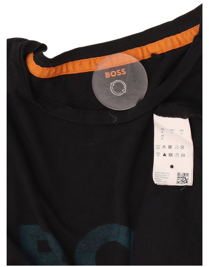 Hugo Boss Herren-T-Shirt mit Grafik, groß, aus schwarzer Baumwolle